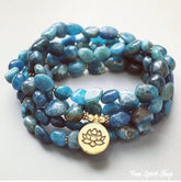 108 Natural Blue Apatite Mala Bead Bracelet - Free Spirit Shop