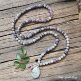 108 Natural Cordierite Amethyst & Labradorite Mala Bead Necklace - Free Spirit Shop