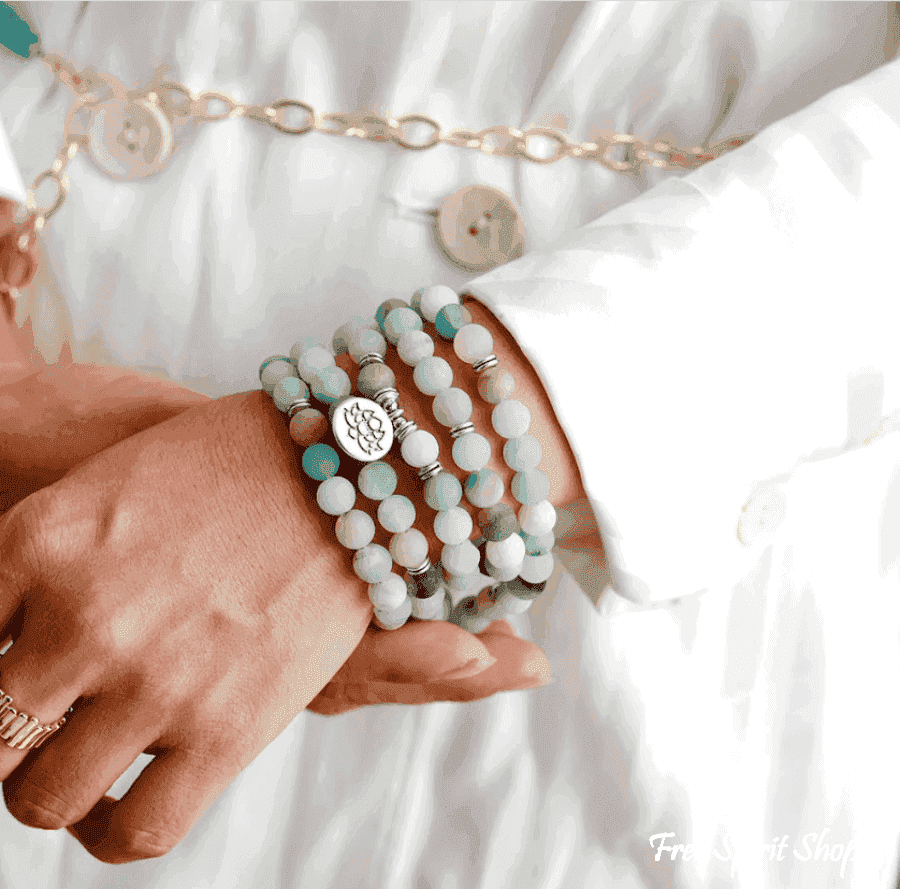 108 Natural Matte Amazonite Stone Mala Prayer Beads - Free Spirit Shop