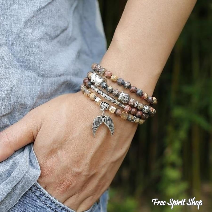 108 Natural Red Mookaite Mala Bead Bracelet - Free Spirit Shop