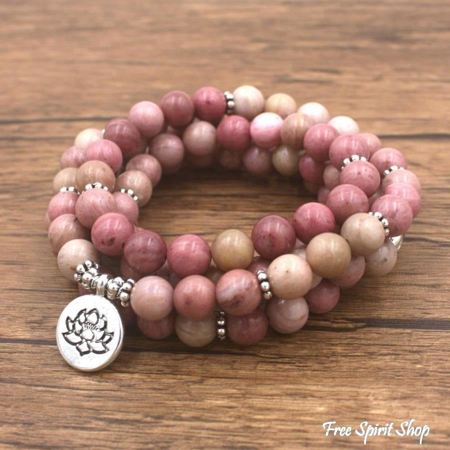 Rhodonite Bracelet-Natural top Rose Quartz Gemstone -Healing Meditation Bracelet