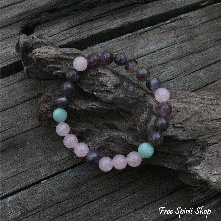 108 Natural Rose Quartz & Amethyst Mala Beads Necklace / Bracelet - Free Spirit Shop