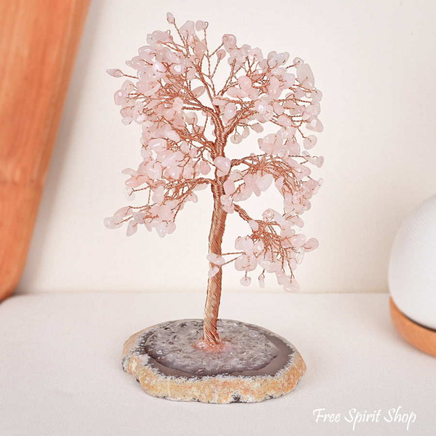 rose quartz bonsai tree Tree of Life with Rose Quartz Base - Size L - 25 cm - Joy of Living decoration