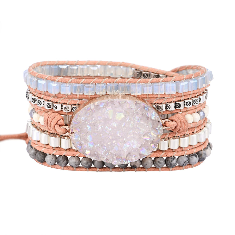 Handmade Natural Celestine Druzy Wrap Bracelet Jewelry > Gemstone Bead