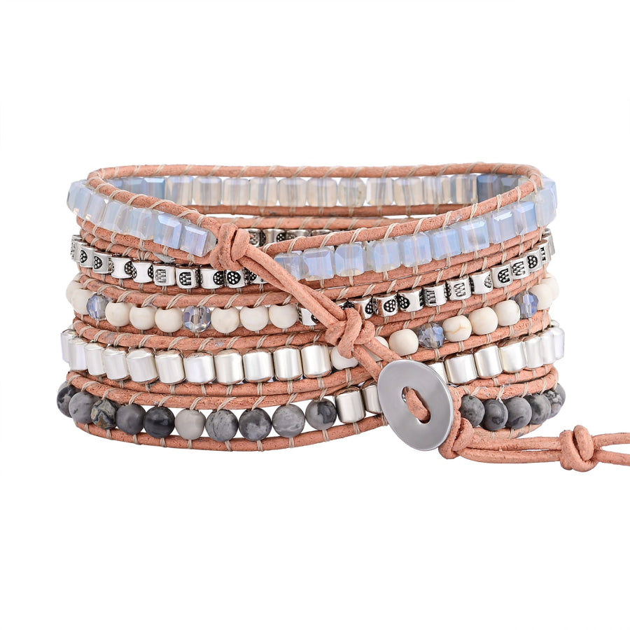 Handmade Natural Celestine Druzy Wrap Bracelet Jewelry > Gemstone Bead