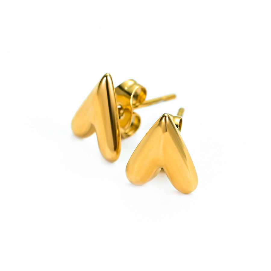 Elegant Gold Heart Stud Earrings