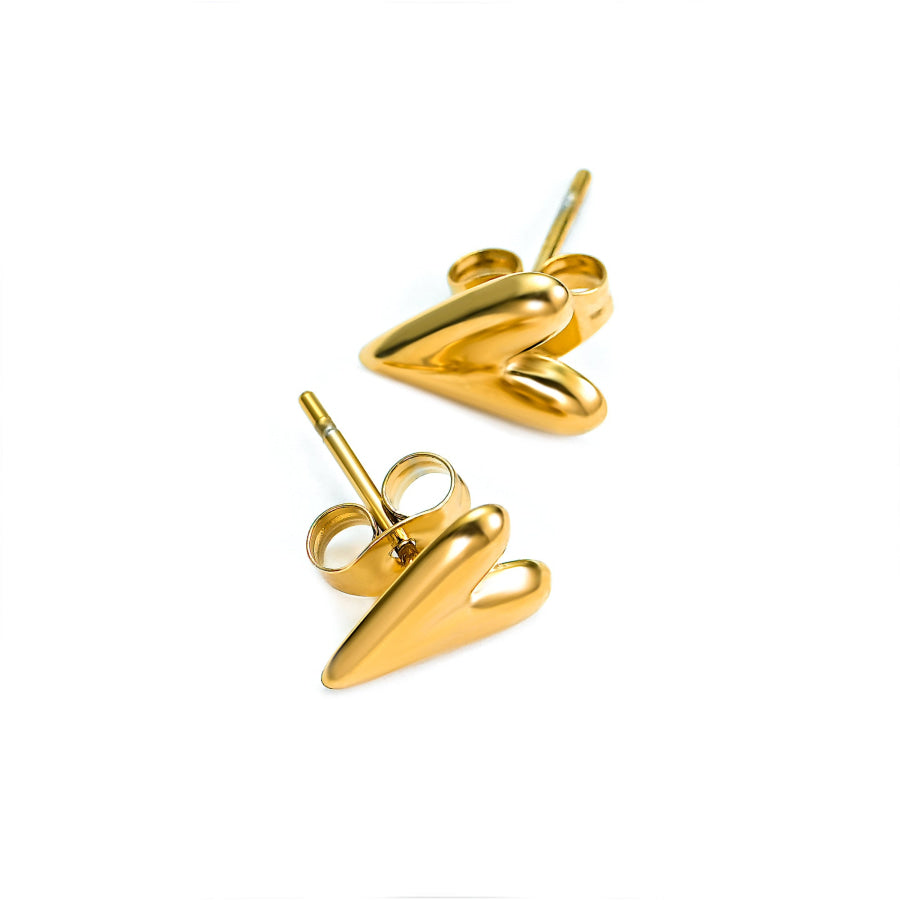 Elegant Gold Heart Stud Earrings