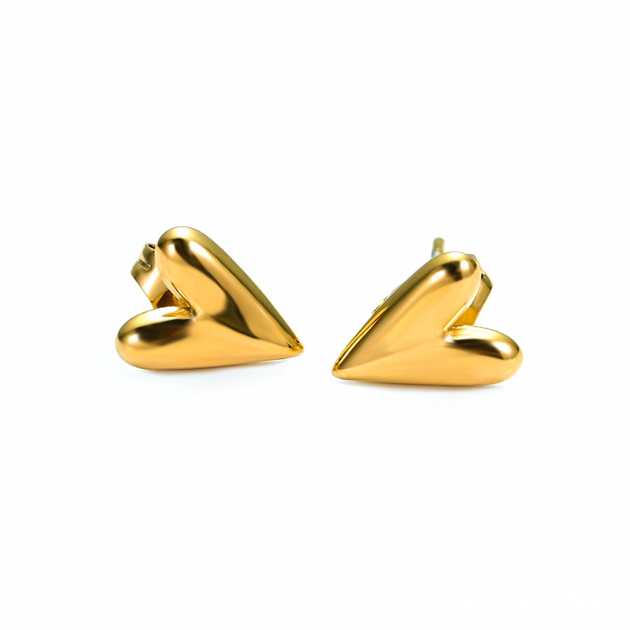 Elegant Gold Heart Stud Earrings