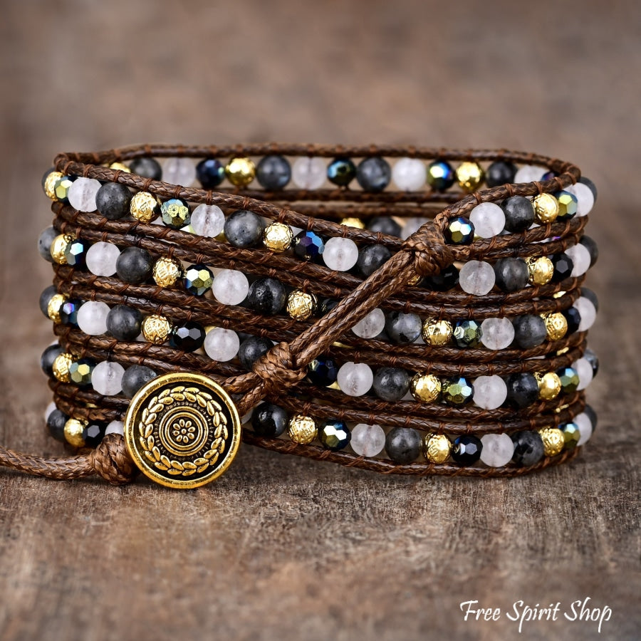 Natural Black Labradorite Wrap Bracelet Jewelry > Gemstone Bead