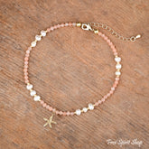 Natural Pink Aventurine & Freshwater Pearl Beaded Anklet Jewelry >