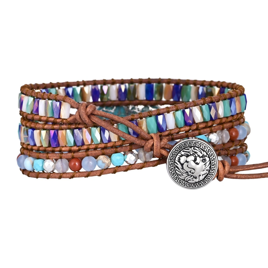 Natural Turquoise & Jasper Silver Wrap Bracelet Jewelry > Gemstone Bead