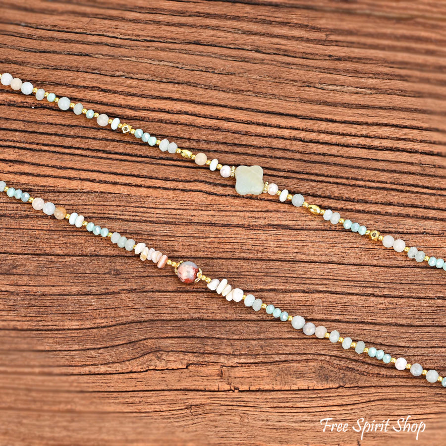 4-in-1 Natural Amazonite Clover Beaded Chain