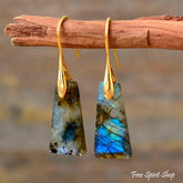 Natural Labradorite Pyramid Earrings