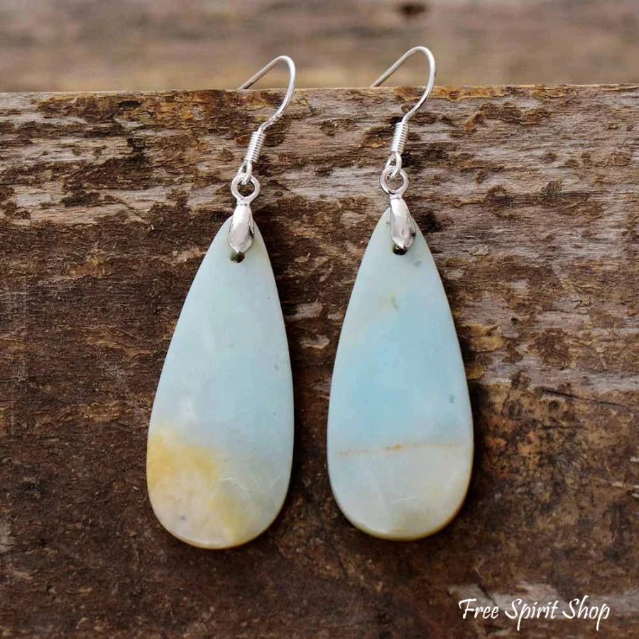 Natural Amazonite Stone Drop Earrings