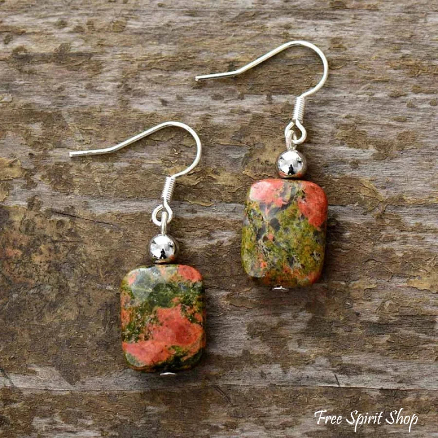 Natural Unakite Drop Earrings