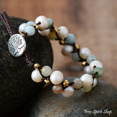 Natural Freshwater Pearl & Amazonite Wrap Bracelet