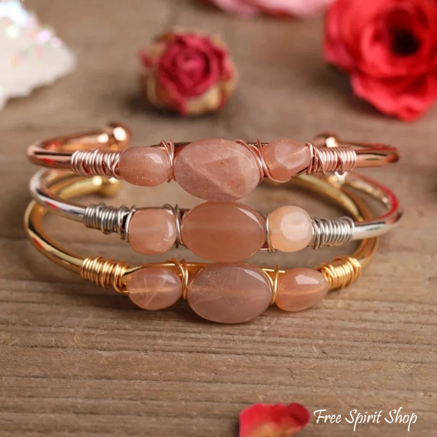 Natural Sunstone Crystal Cuff