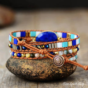Handmade Lapis Lazuli & Mixed Bead Wrap Bracelet