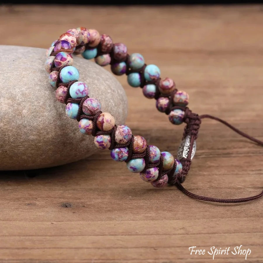 Handmade Purple Jasper Braided Adjustable Bracelet
