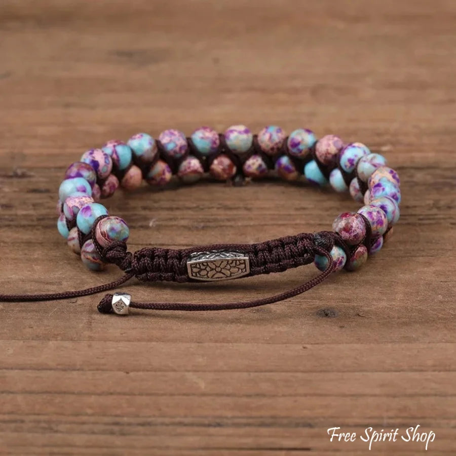 Handmade Purple Jasper Braided Adjustable Bracelet