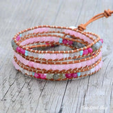 Natural Rose Quartz & Labradorite Wrap Bracelet