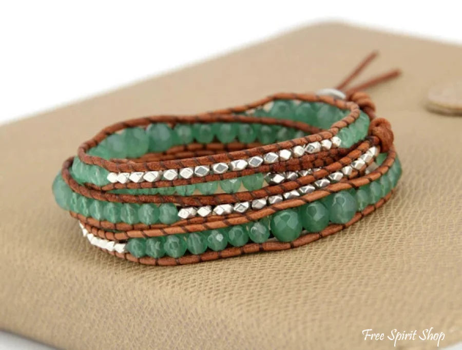 Natural Green Aventurine Wrap Bracelet