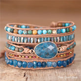 Natural Apatite & Ocean Jasper Wrap Bracelet