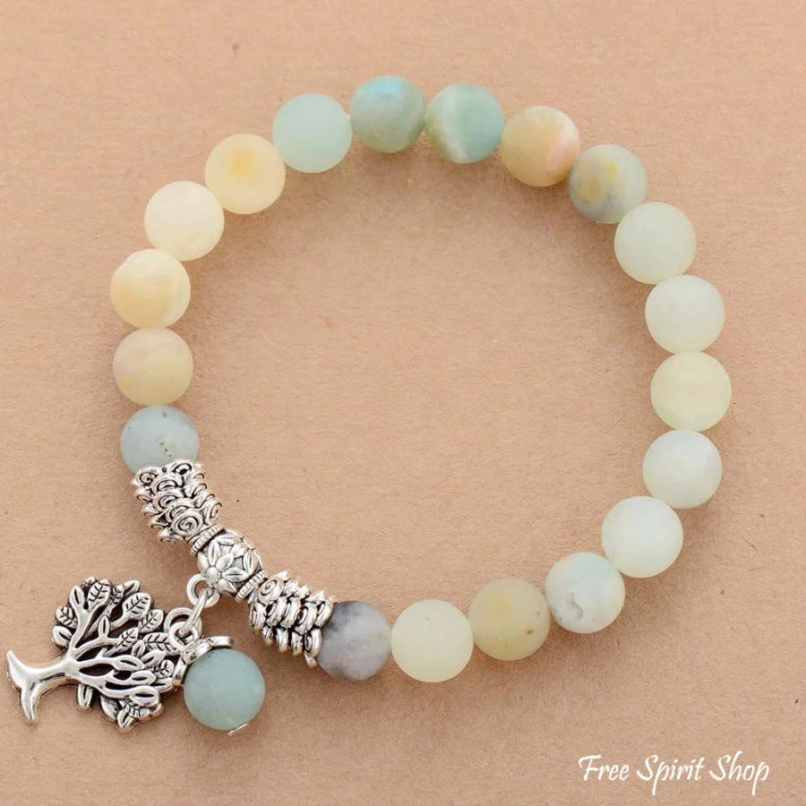 Natural Amazonite Tree Of Life Bead Bracelet