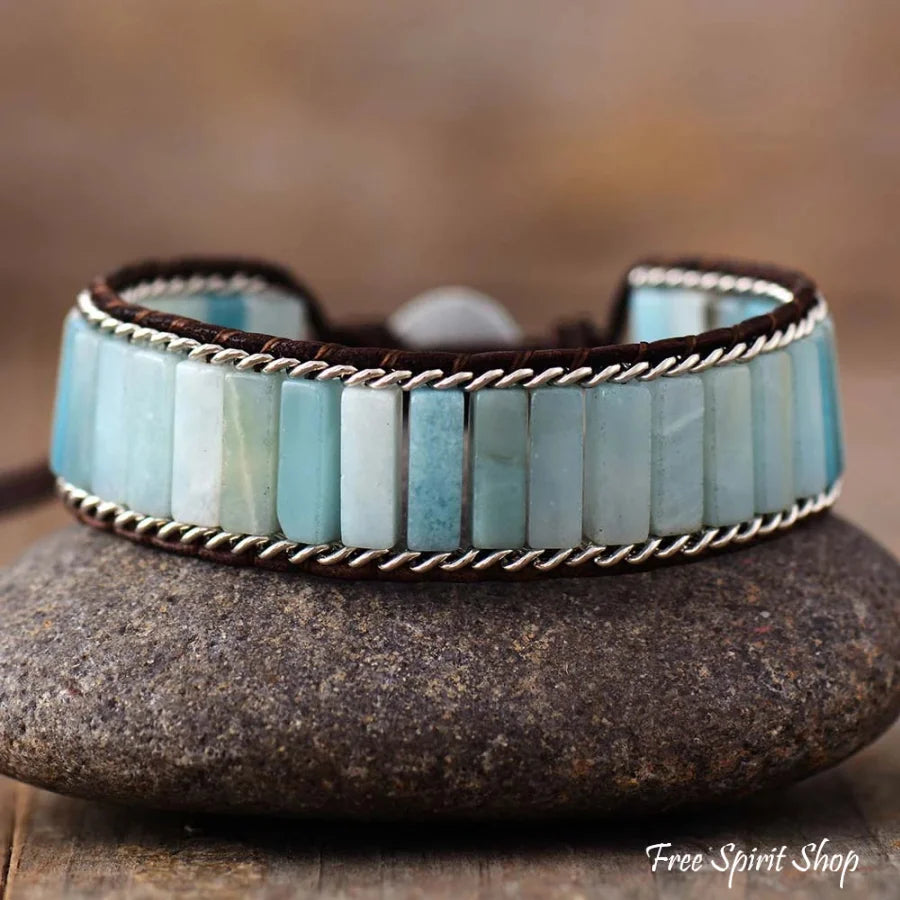 Natural Amazonite & Silver Chain Bracelet