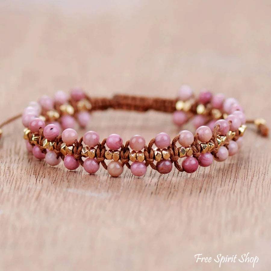 Handmade Natural Rhodonite Wrap Bracelet