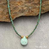 Natural African Turquoise & Amazonite Beaded Choker Necklace