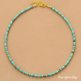 Natural Turquoise Bead Choker Necklace
