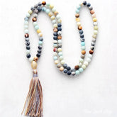 Natural Semi-Precious Agate & Amazonite Stone Mala