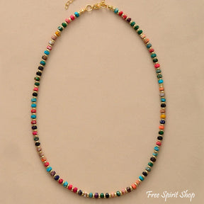 Colorful Jasper Beaded Choker Necklace