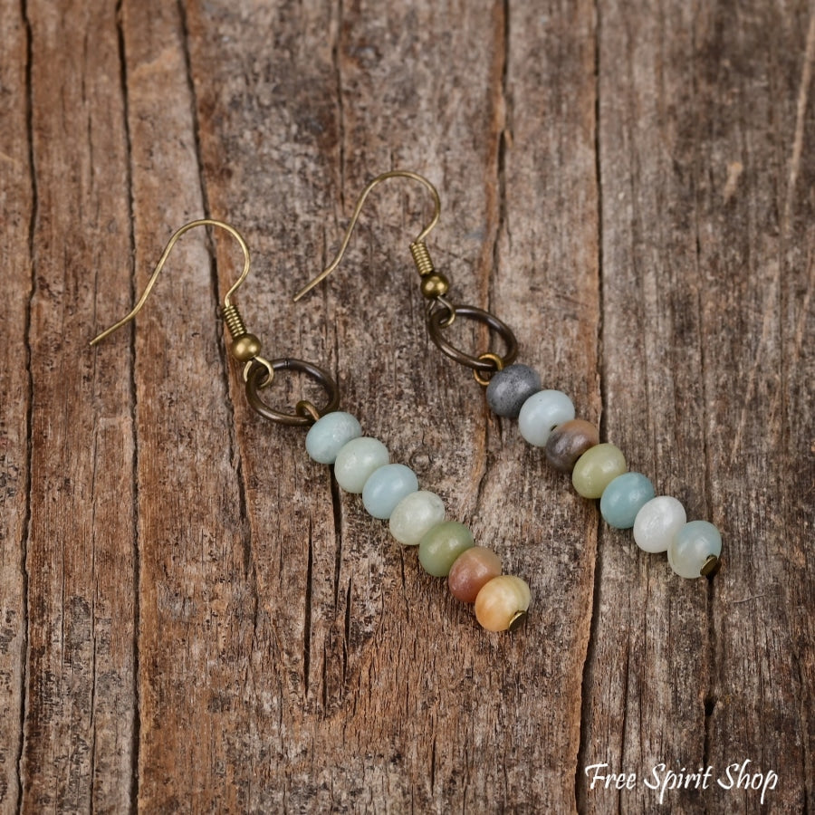 Natural Amazonite Circle Earrings Jewelry > Gemstone