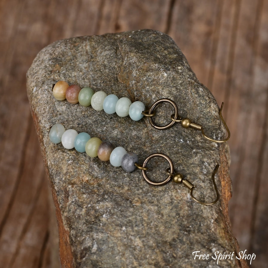 Natural Amazonite Circle Earrings Jewelry > Gemstone