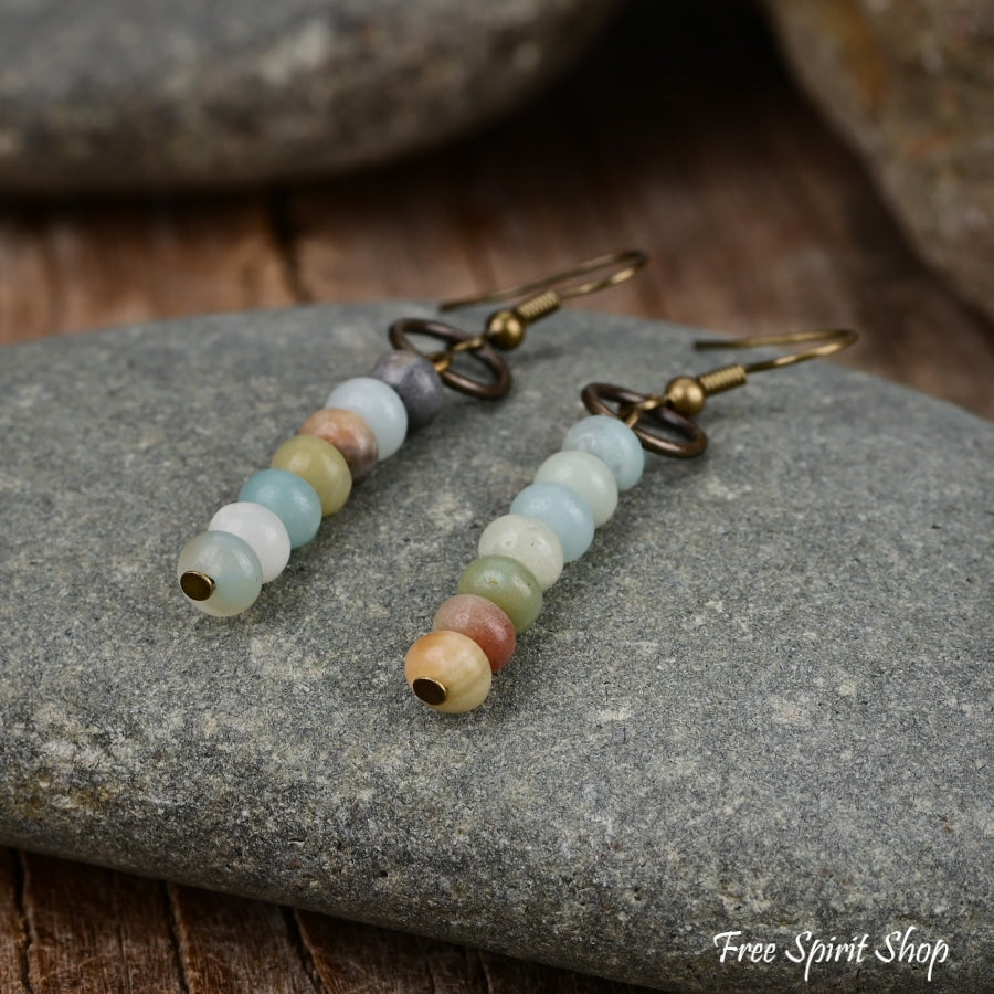 Natural Amazonite Circle Earrings Jewelry > Gemstone