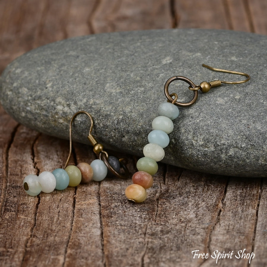 Natural Amazonite Circle Earrings Jewelry > Gemstone