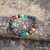 Natural Labradorite & 7 Chakra Stone Bead Bracelet