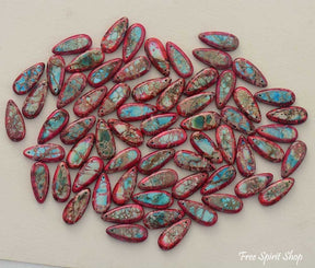 Red & Turquoise Imperial Jasper Drop Earrings Jewelry > Gemstone