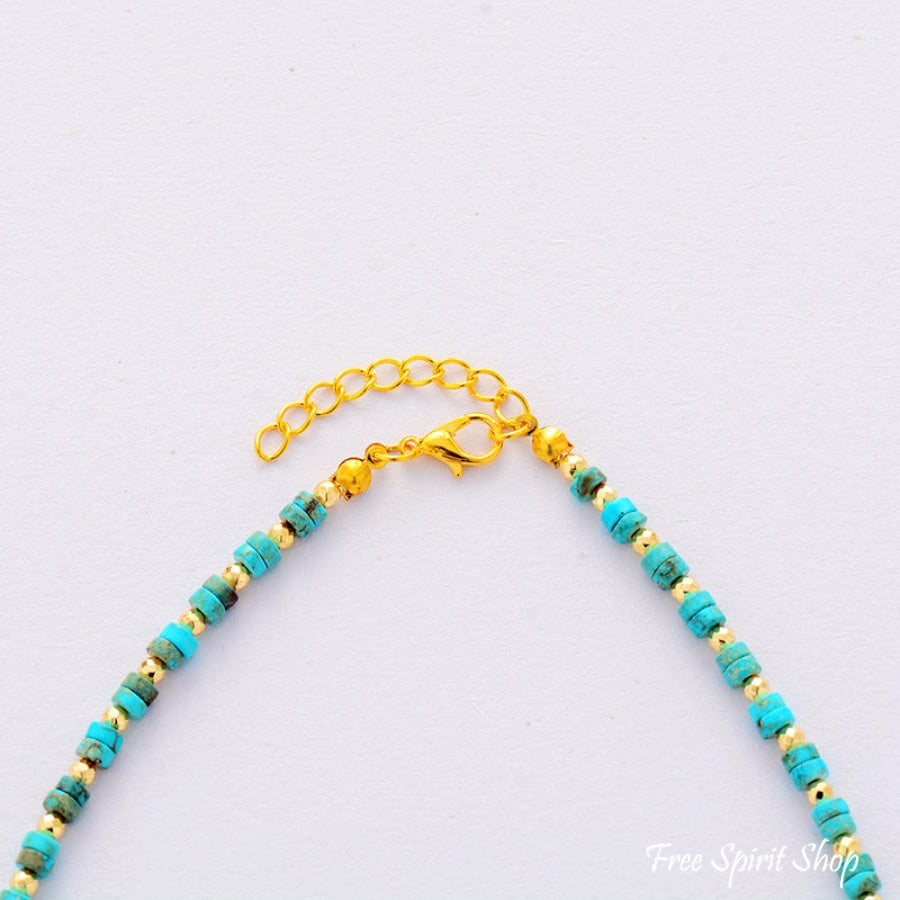 Natural Turquoise Bead Choker Necklace