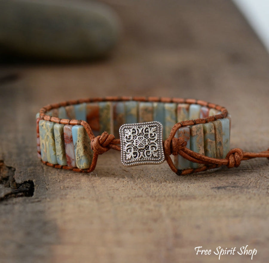 Handmade Natural King Jasper Tube Wrap Bracelet