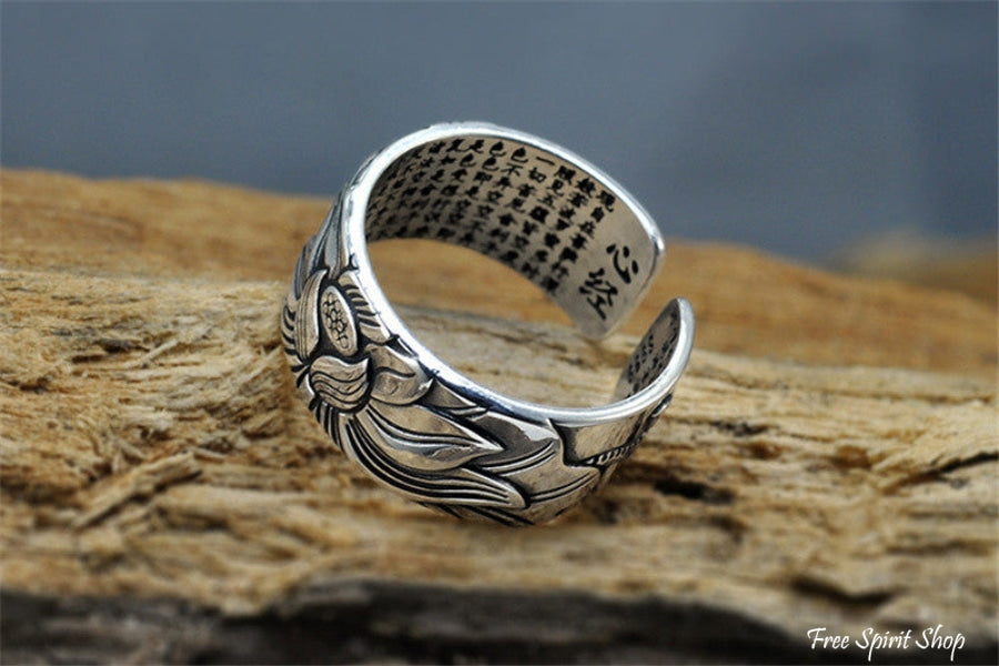 Buddhist Silver Lotus Flower Ring