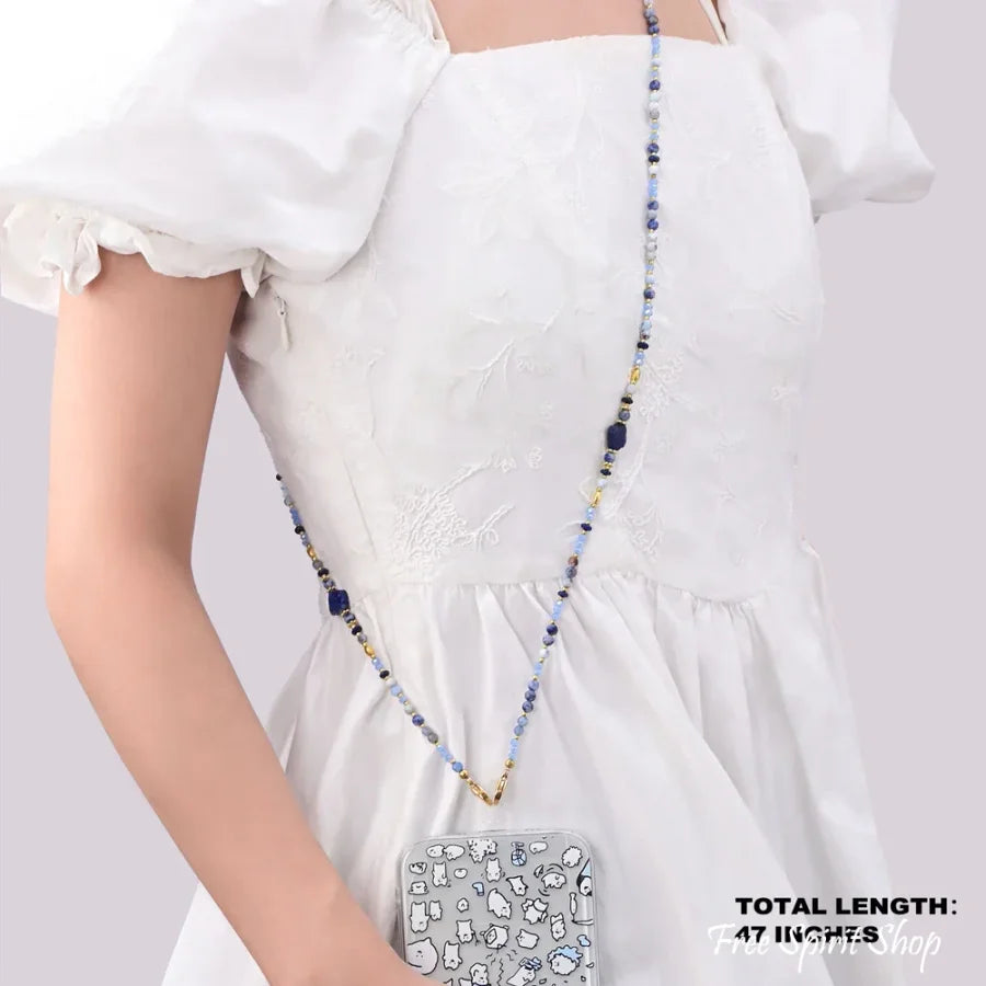 4-in-1 Natural Blue Sodalite & Lapis Lazuli Beaded Chain