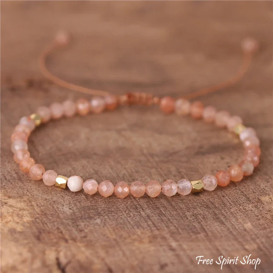 Natural Sunstone Minimalist Adjustable Bracelet