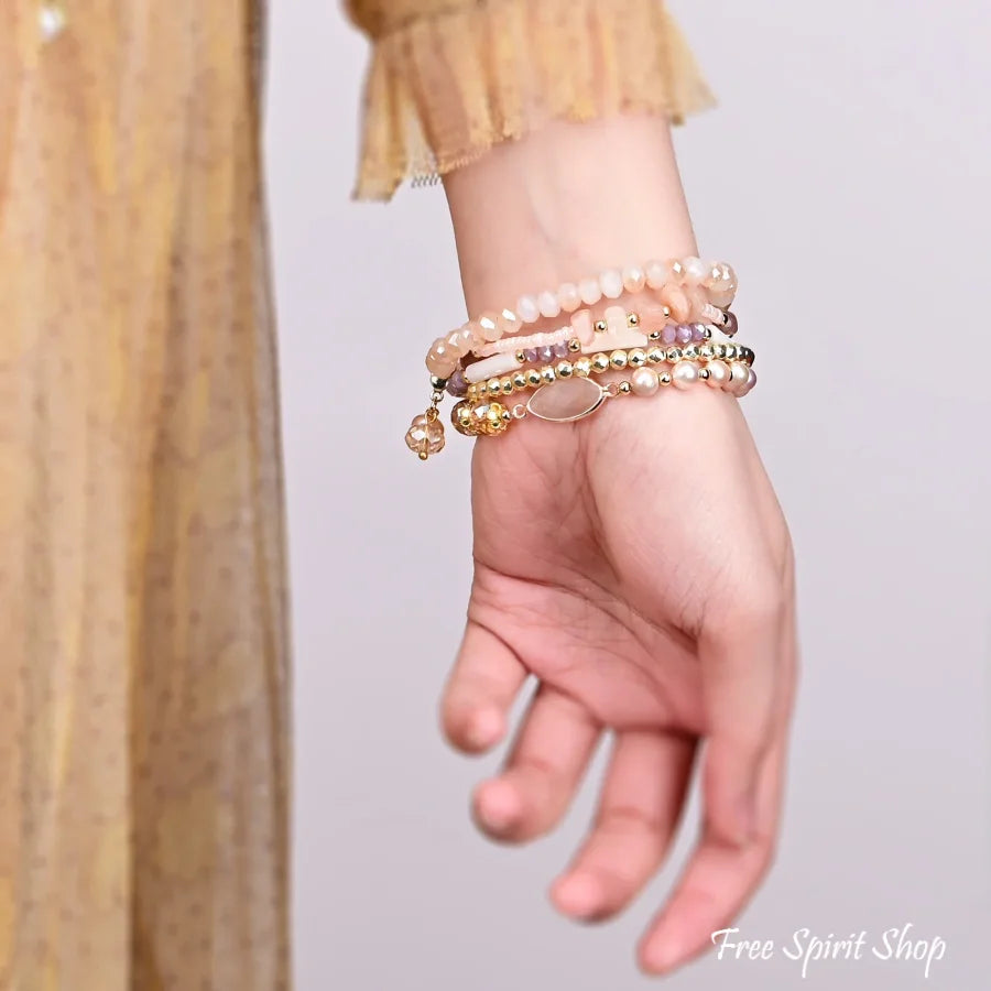 Natural Pink Aventurine & Pearl Apple Watch Bracelet