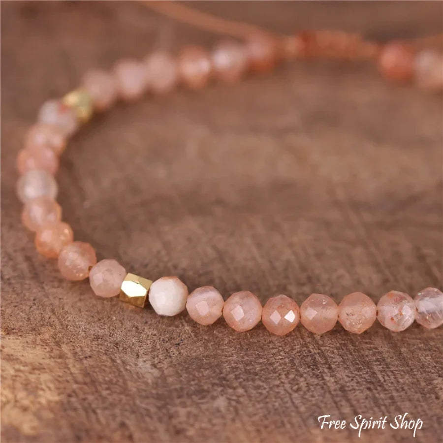 Natural Sunstone Minimalist Adjustable Bracelet