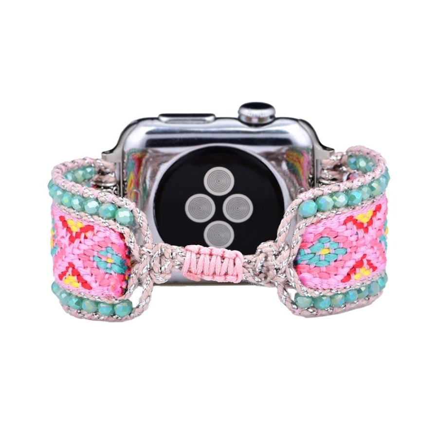 Candy Pink & Turquoise Braided Woven Nylon Adjustable Apple Watch Band