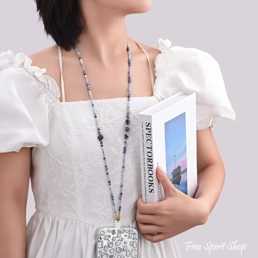 4-in-1 Natural Blue Sodalite & Lapis Lazuli Beaded Chain