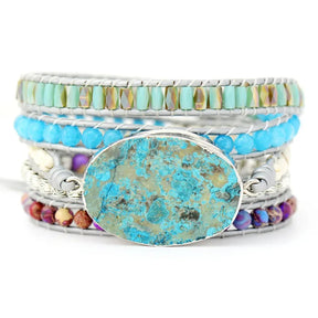 Blue Ocean Jasper & Purple Wrap Bracelet Jewelry > Gemstone Bead